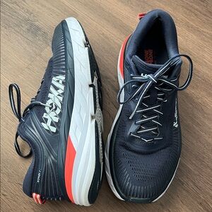 Hoka One One Dark Blue and Bright Red Athletic Shoes